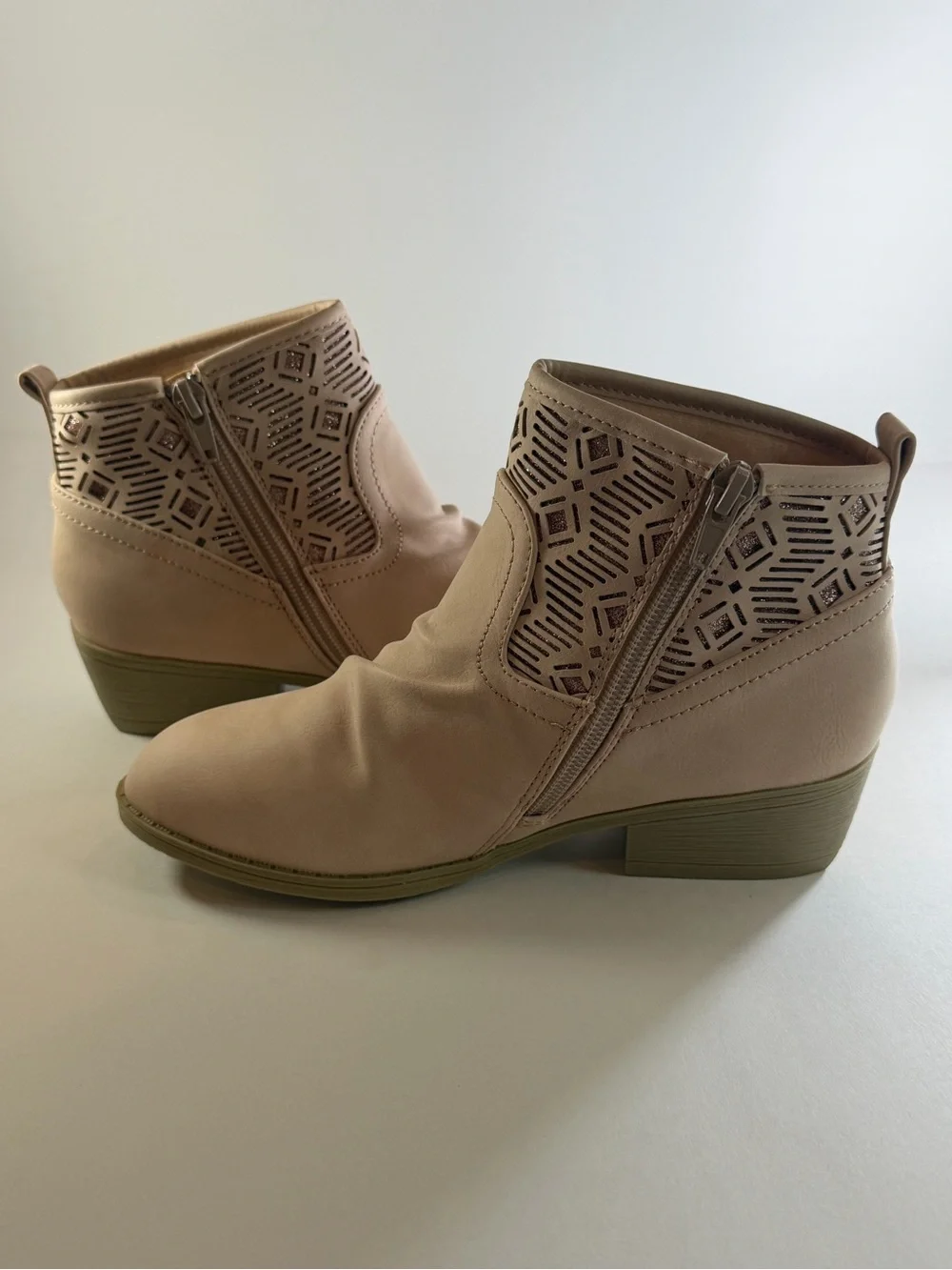 Blowfish Blush Laser-Cut Ankle Booties